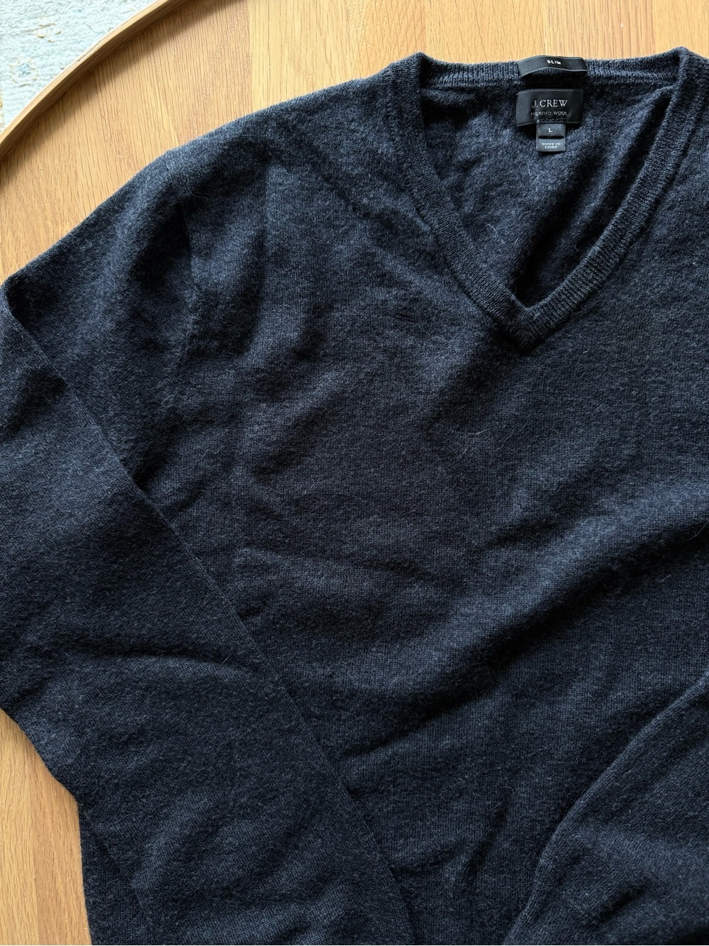 J. Crew 100% Merino Wool V-Neck Sweater — Charcoal